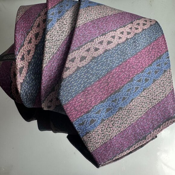 Missoni Striped Mens Tie Silk Neckwear Purple Blue  Striped - Picture 4 of 6